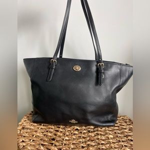 Genuine leather black Coach tote